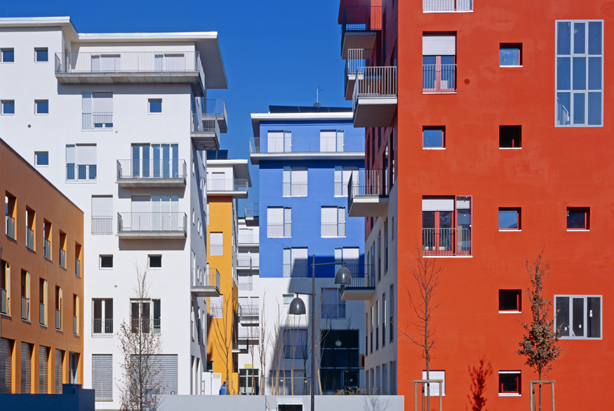 Olymisches Dorf Turin 2006; Farbgestaltung: Erich Wiesner, Berlin;
Architekten: Benedetto Camerana, Turin; Steidle & Partner, München;
Hilmer & Sattler, München; Ortner & Ortner, Berlin; Diener & Diener, Basel;
Krischanitz, Wien + Berlin; Derossi, Turi